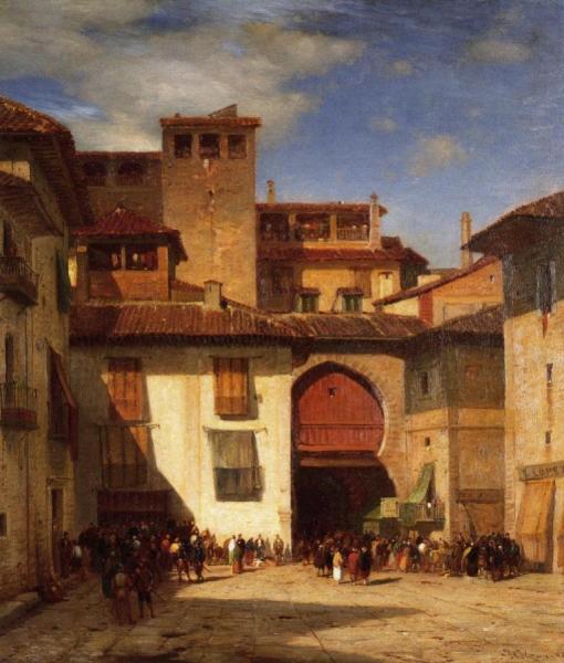 Spanish Market Place by Samuel Colman Jr.
