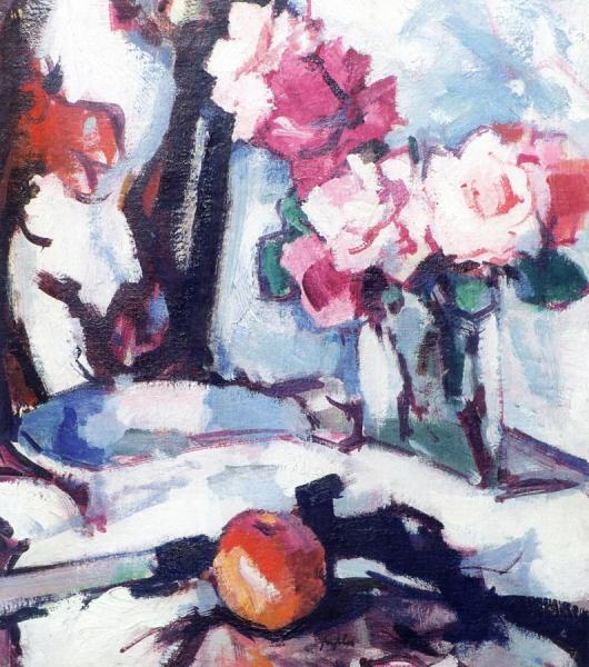 Roses And Fan by Samuel John Peploe