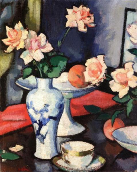 Samuel John Peploe Still Life With Roses In A Chinese Vase