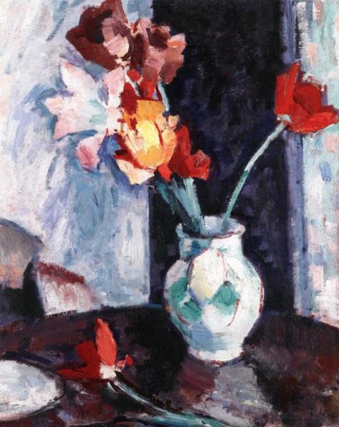 Samuel John Peploe Tulips In A White Vase