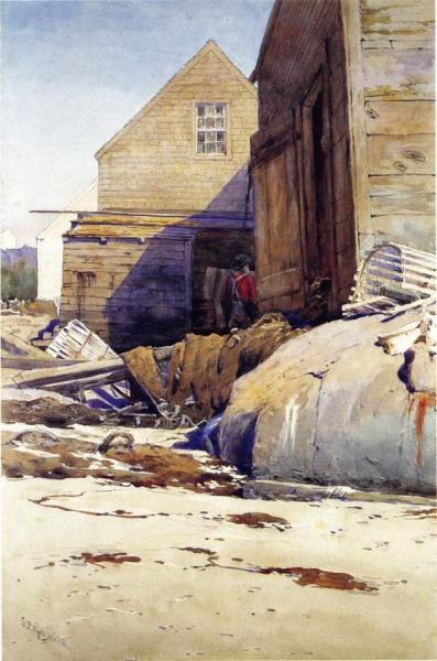 Fish Houses And Beach by Samuel P. R. Triscott