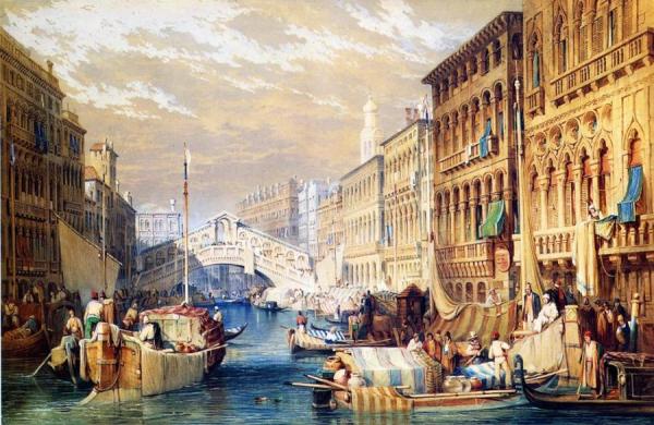 The Rialto, Venice by Samuel Prout