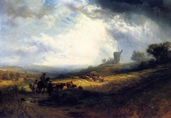 Travellers On A Path In An Extensiive Landscape by Samuel Prout