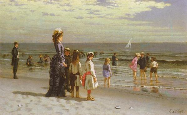 Family At The Seashore by Samuel S. Carr Oil Painting Reproductions