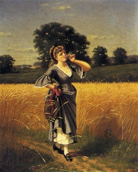 Woman In A Wheatfield by Samuel S. Carr