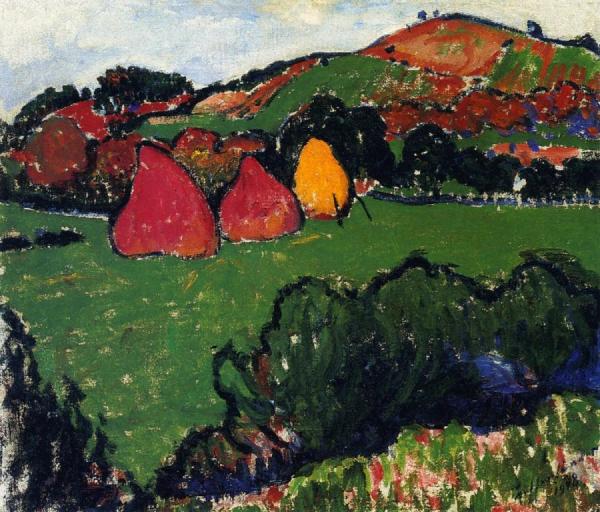 Sándor Ziffer Nagybánya Landscape With Haystacks