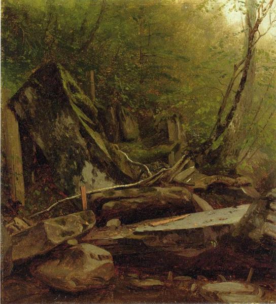 A Study Of Rocks At Kauterskill Cove by Sanford Robinson Gifford Oil Painting Reproductions