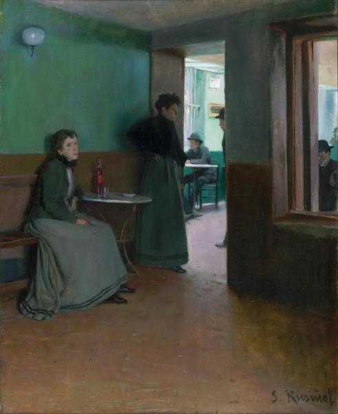 Interior Of A Café by Santiago Rusiñol