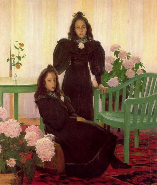 Retratro De Gemelas by Santiago Rusiñol