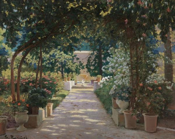 Terrace In Játiva, Valencia by Santiago Rusiñol