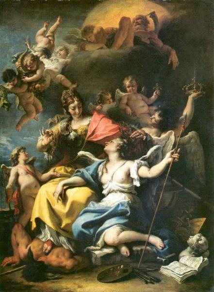 Allegory Of France As Minerva Is Triumphing Over Ignorance And Crowning The Virtue by Sebastiano Ricci