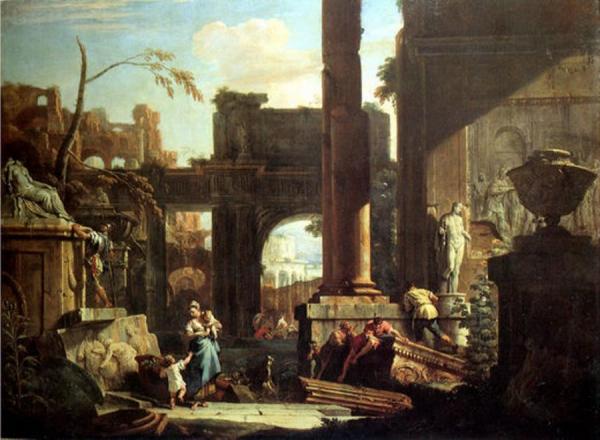 Classical Ruins And Figures by Sebastiano Ricci