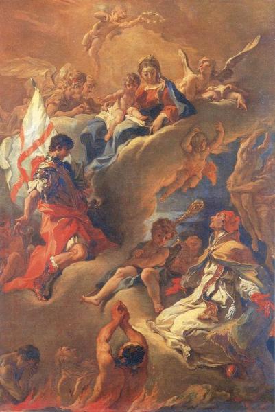 Pope Gregory The Great And Saint Vitalis Saving The Souls Of Purgatory by Sebastiano Ricci