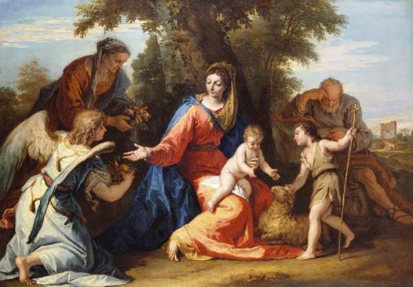 The Holy Family With Saint Elizabeth, Saint John The Baptist And An Angel by Sebastiano Ricci Oil Painting Reproductions