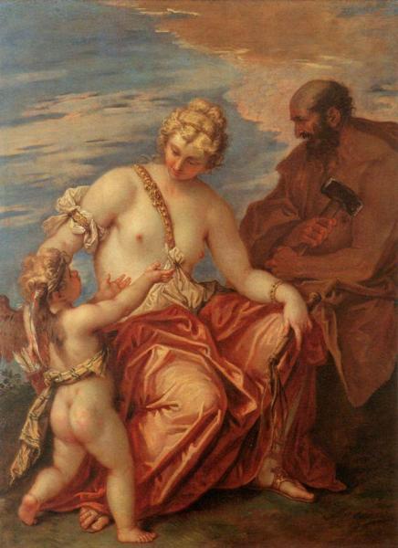 Venus, Cupid And Vulcan by Sebastiano Ricci