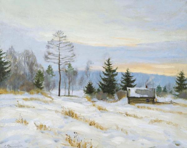 An Evening In Early Winter (blue Landscape) by Sergei Arsenevich Vinogradov