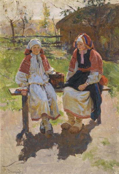 Two Peasant Girls by Sergei Arsenevich Vinogradov