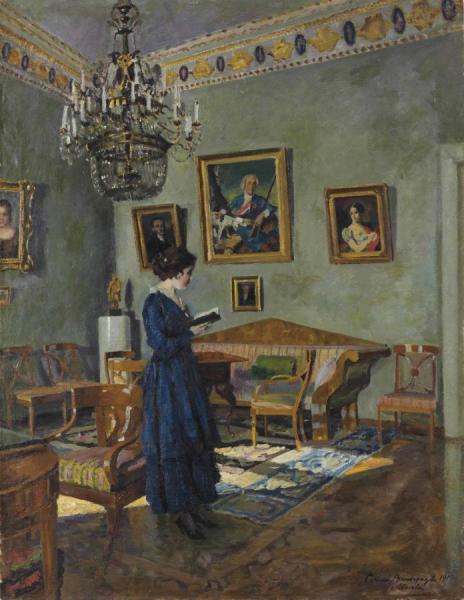 Young Woman Reading by Sergei Arsenevich Vinogradov