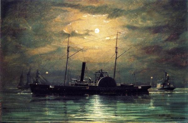 Night Scene On The Detroit River: Uss Michigan by Seth Arca Whipple