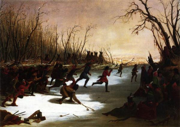 Ballplay Of The Sioux On The St. Peters River In Winter by Seth Eastman