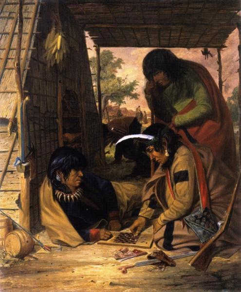 Chippewa Indians Playing Checkers by Seth Eastman