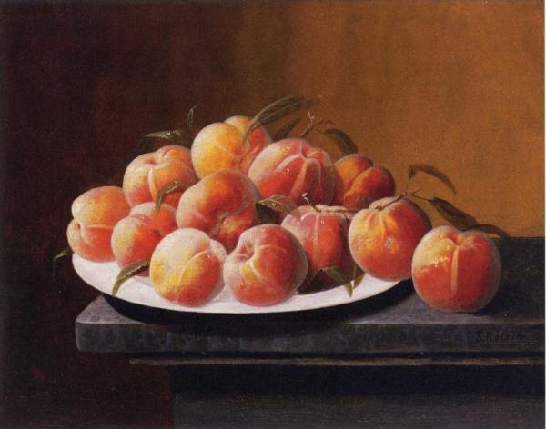 Peaches With Dew In A Bowl by Severin Roesen