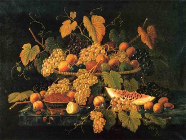 Still Life With Basket Of Fruit by Severin Roesen