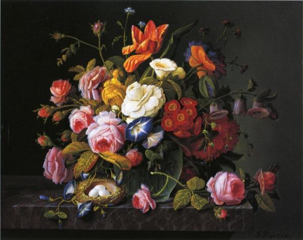 Still Life With Birds Nest by Severin Roesen