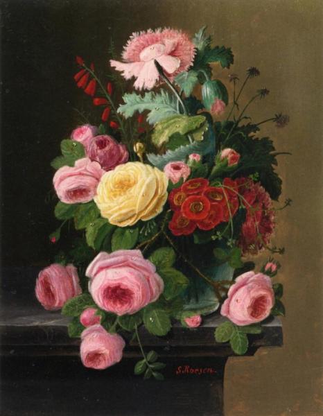 Still Life With Flowers, Mainly Roses by Severin Roesen