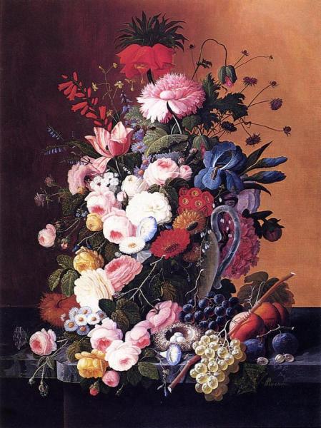 Still Life With Fruits And Flowers by Severin Roesen