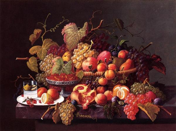 Still Life With Pomegranates by Severin Roesen
