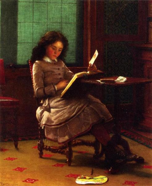 Young Girl Reading by Seymour Joseph Guy Oil Painting Reproductions