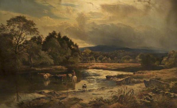 Cattle Fording The River Brathay by Sidney Richard Percy Oil Painting Reproductions