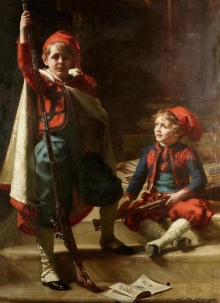 Sigismund Christian Hubert Goetze Zouaves - Portrait Of Francis And Philip Mond, Sons Of Emile Mond, Esq, 1907