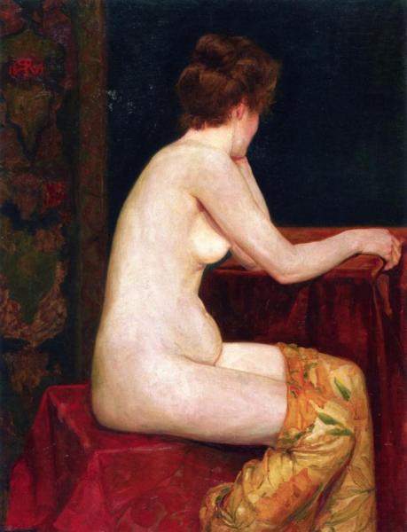 Female, Sitting Nude by Sigismund Righini