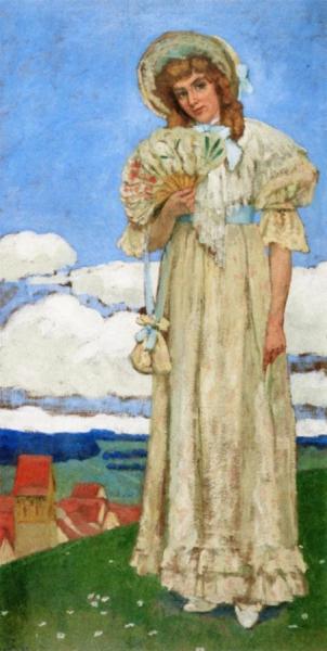 Young Lady With Fan by Sigismund Righini