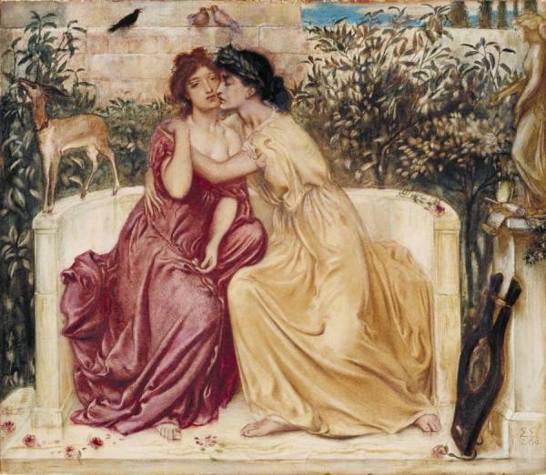 Sappho And Erinna In A Garden At Mytilene by Simeon Solomon