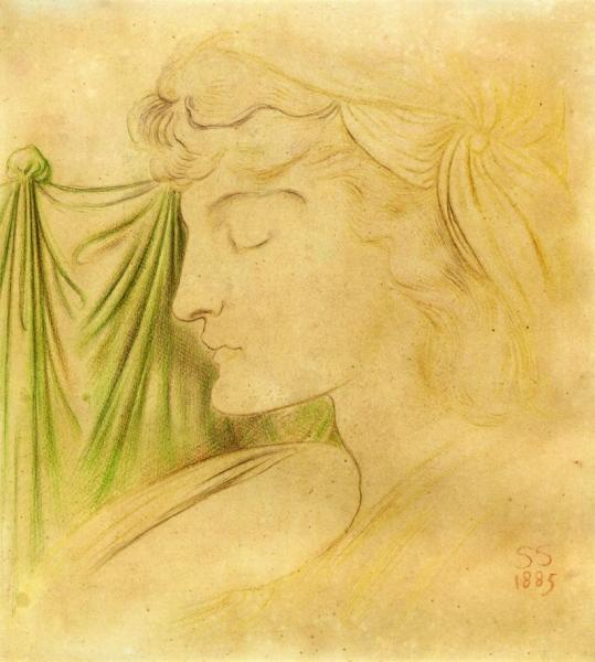 Woman's Head In Profile With Drapery by Simeon Solomon