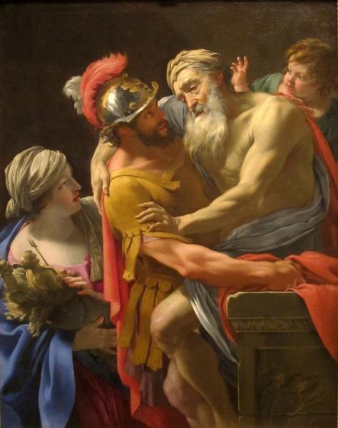 Aeneas And His Father Fleeing Troy by Simon Vouet
