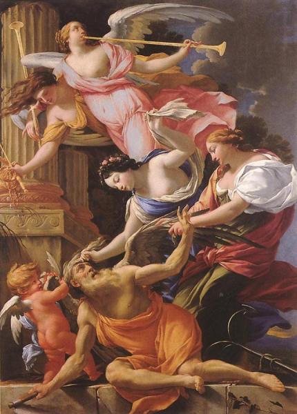 Saturn, Conquered By Amor, Venus And Hope by Simon Vouet