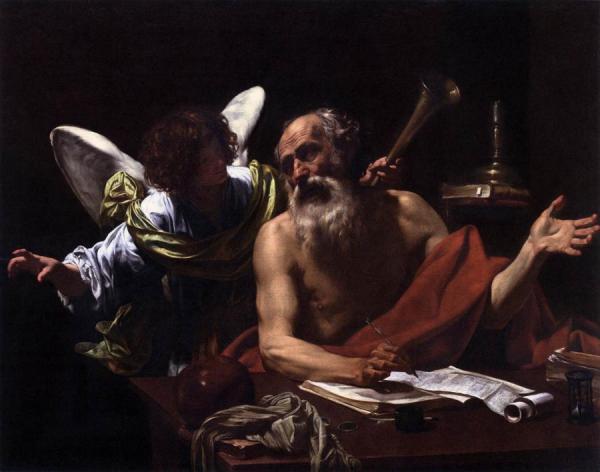St Jerome And The Angel by Simon Vouet