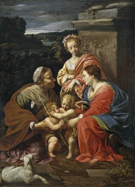The Virgin With The Child, Saint Elisabeth, Saint John And Saint Catherine by Simon Vouet