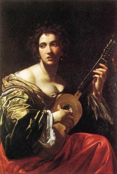 Woman Playing The Guitar by Simon Vouet