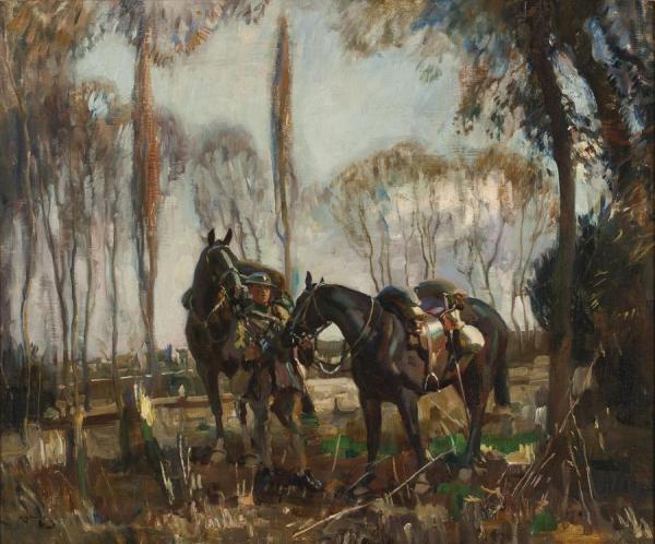 A Patrol In France, 1917 by Sir Alfred James Munnings