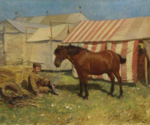 Behind The Tents by Sir Alfred James Munnings