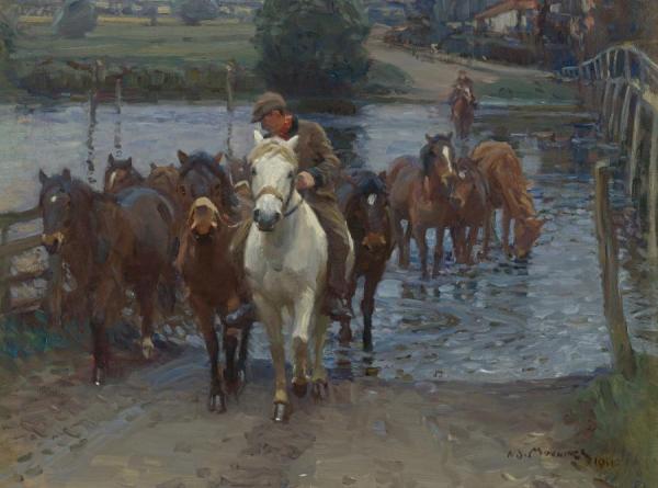 Crossing The Ford by Sir Alfred James Munnings