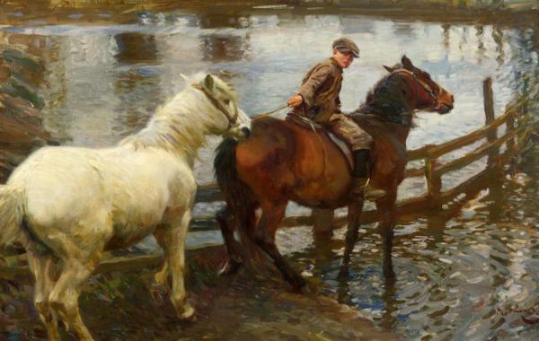 Crossing The Ford by Sir Alfred James Munnings