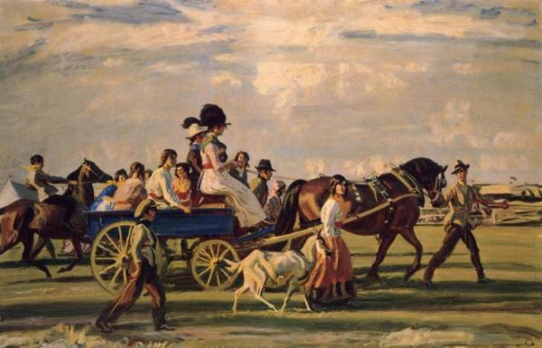 Gypsies Arriving At Epsom by Sir Alfred James Munnings