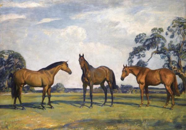 Horse Conversation Piece(black Speck And Knight's Armour) by Sir Alfred James Munnings