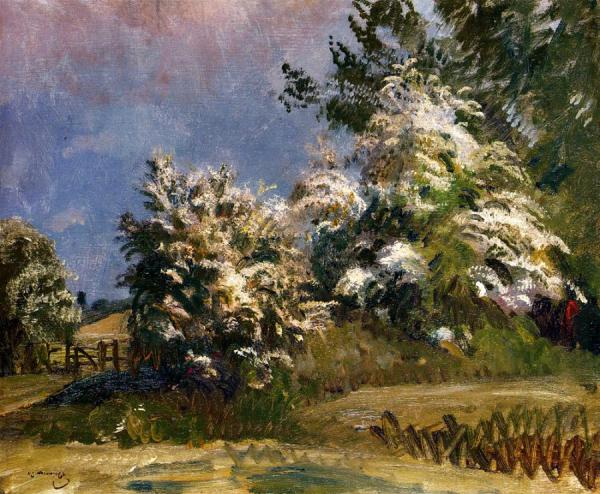 May Blossoms by Sir Alfred James Munnings